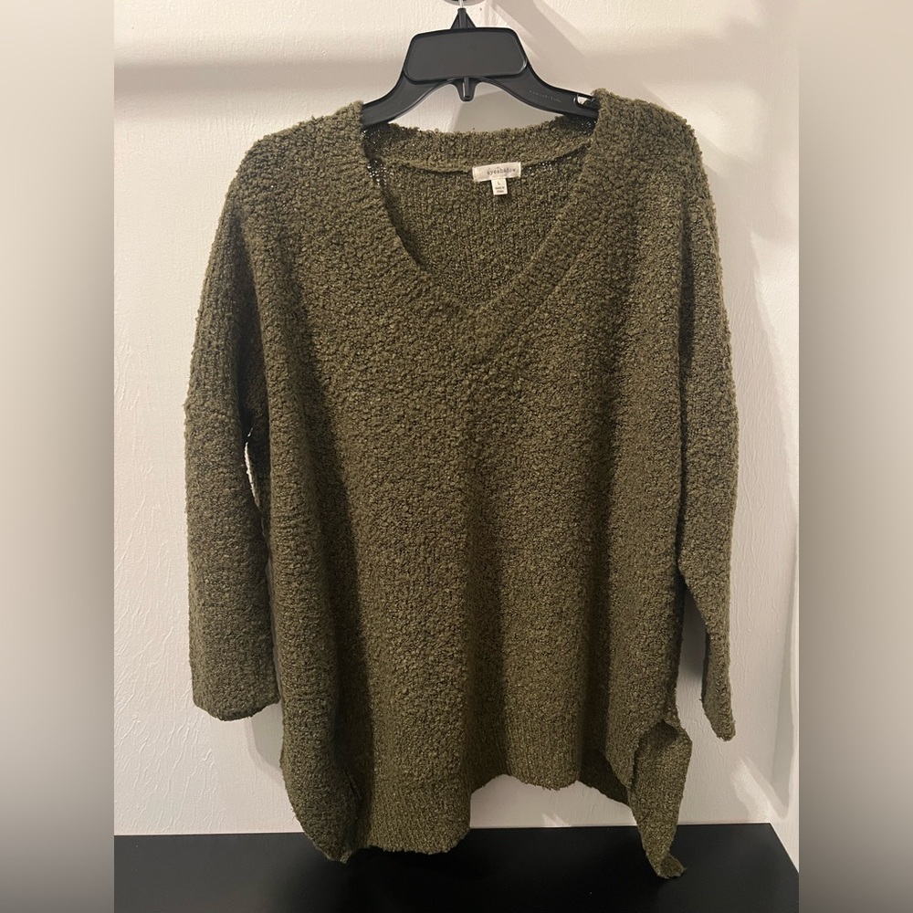 Eyeshadow Deep Olive V-Neck Sweater